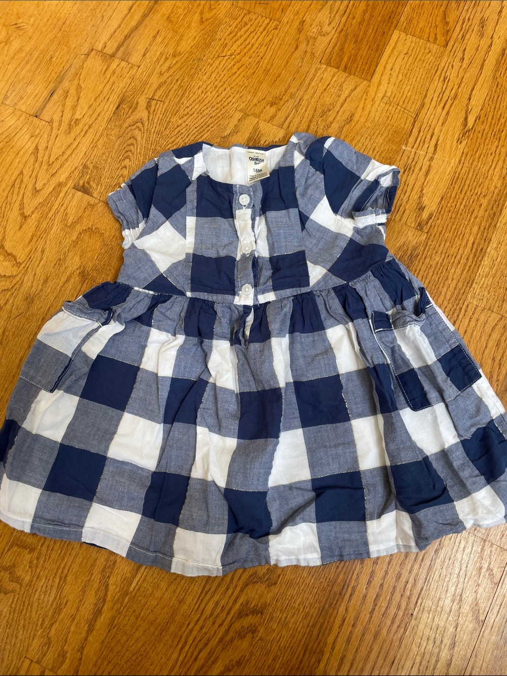 Navy and White Gingham Short Sleeve Dress